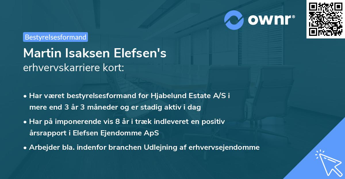 Martin Isaksen Elefsen's erhvervskarriere kort