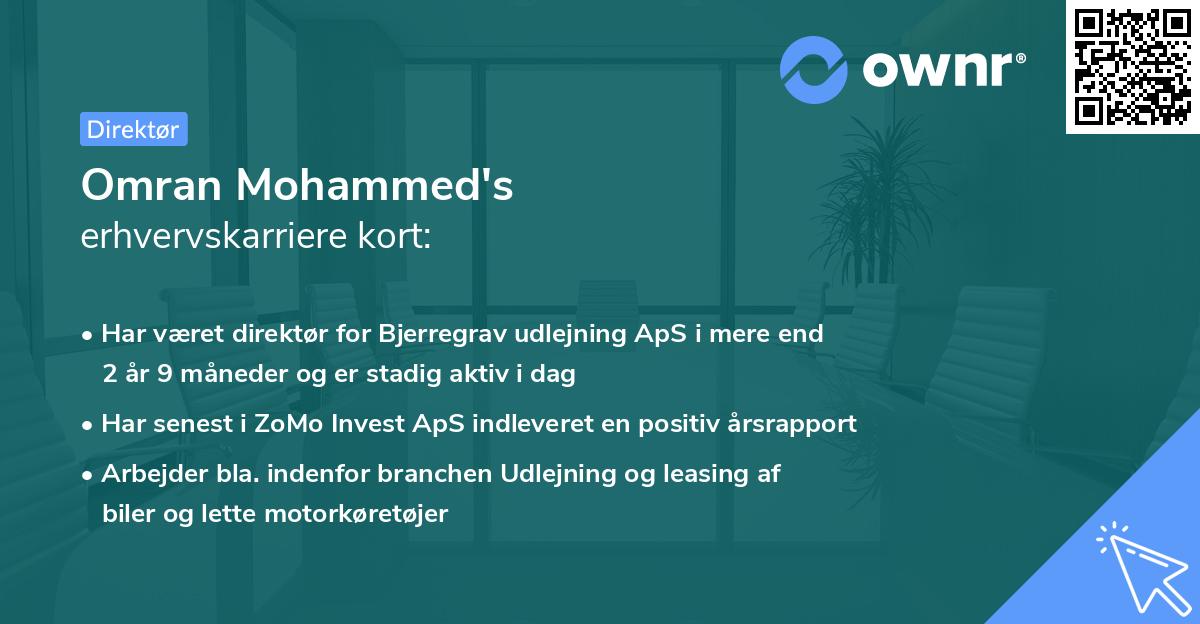 Omran Mohammed's erhvervskarriere kort