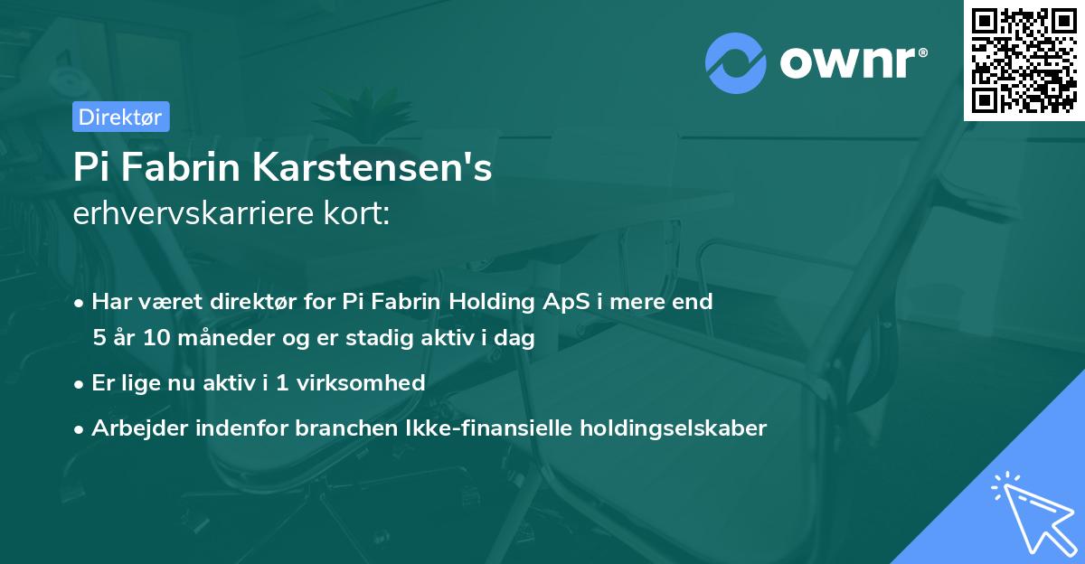 Pi Fabrin Karstensen's erhvervskarriere kort