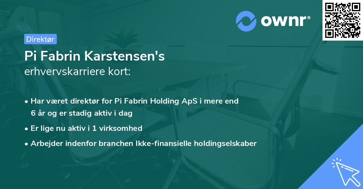 Pi Fabrin Karstensen's erhvervskarriere kort