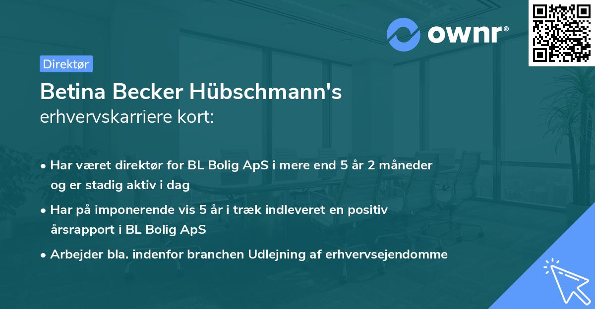 Betina Becker Hübschmann's erhvervskarriere kort