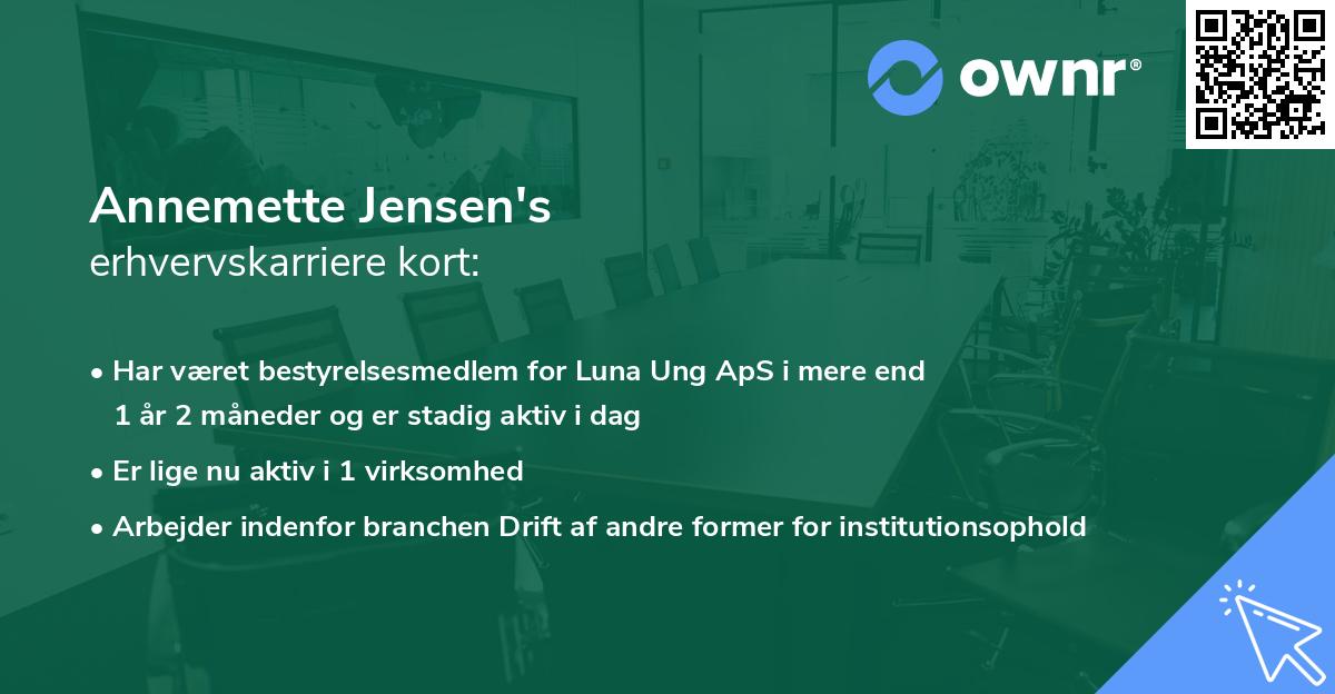 Annemette Jensen's erhvervskarriere kort