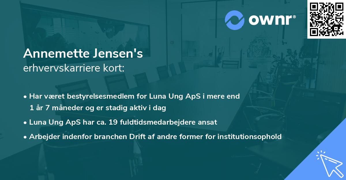 Annemette Jensen's erhvervskarriere kort