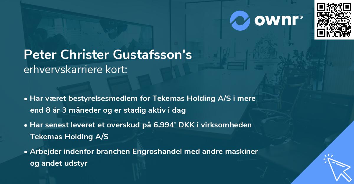 Peter Christer Gustafsson's erhvervskarriere kort