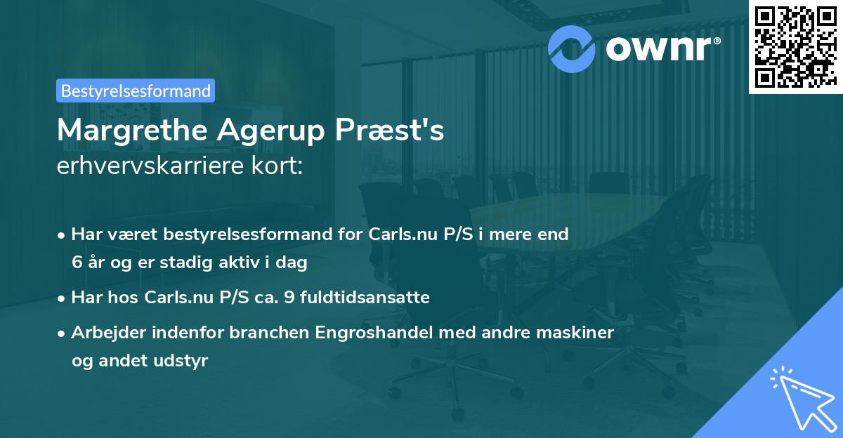 Margrethe Agerup Præst's erhvervskarriere kort