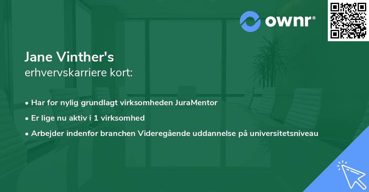 Jane Vinther's erhvervskarriere kort