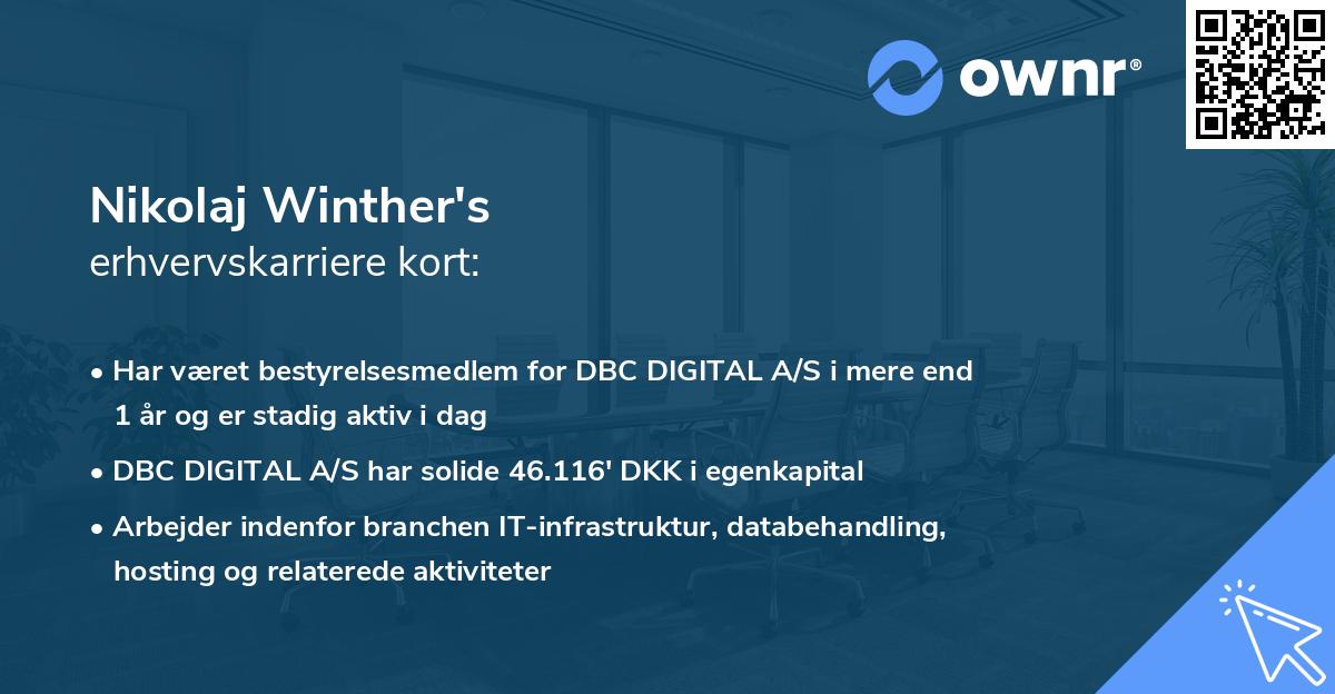 Nikolaj Winther's erhvervskarriere kort