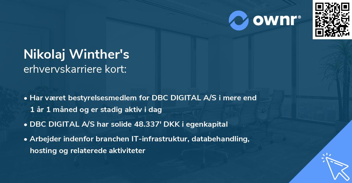 Nikolaj Winther's erhvervskarriere kort