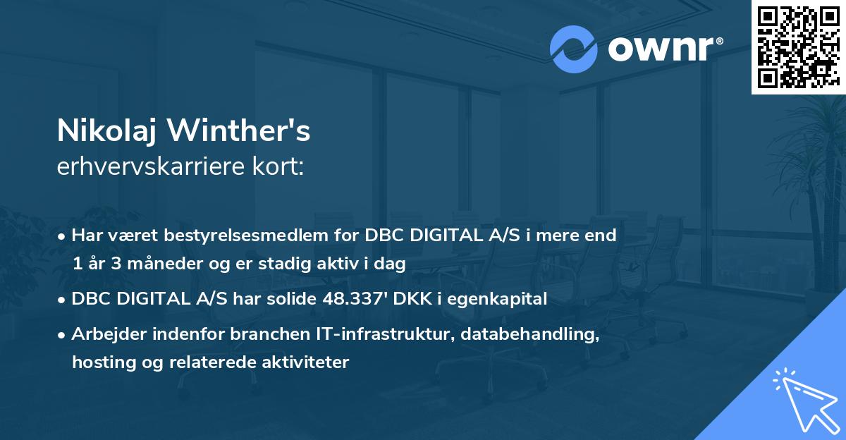Nikolaj Winther's erhvervskarriere kort