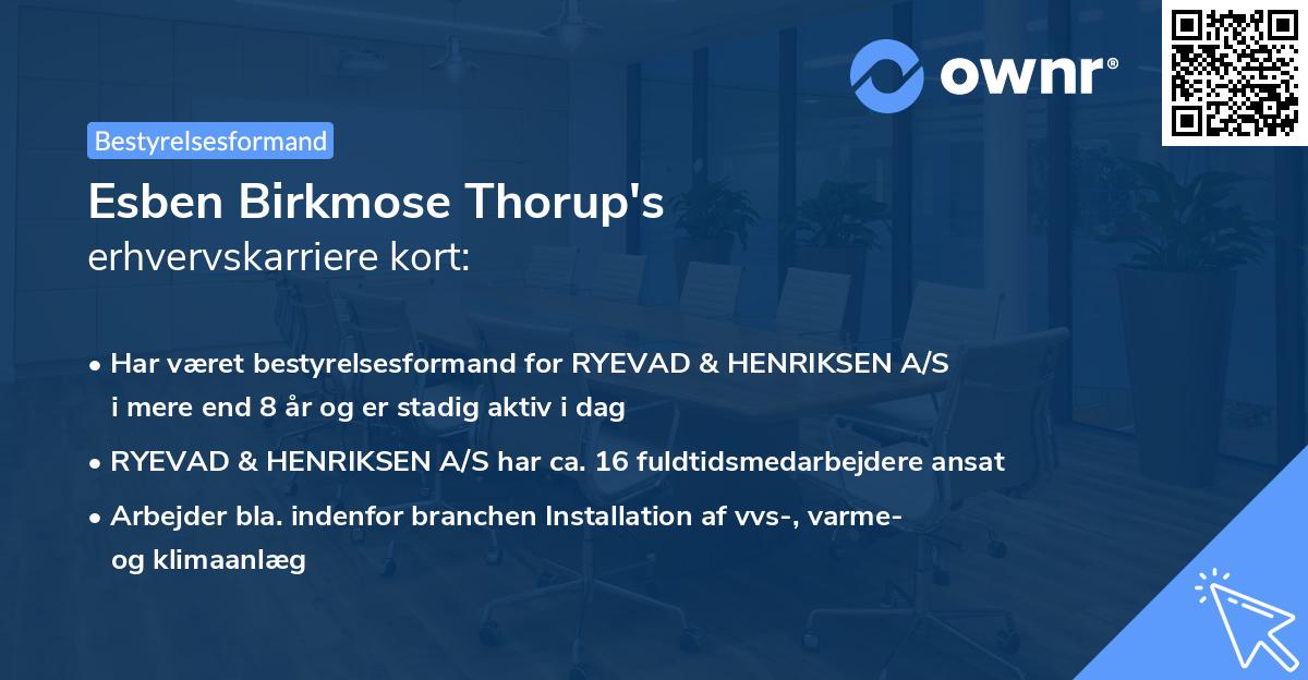 Esben Birkmose Thorup's erhvervskarriere kort