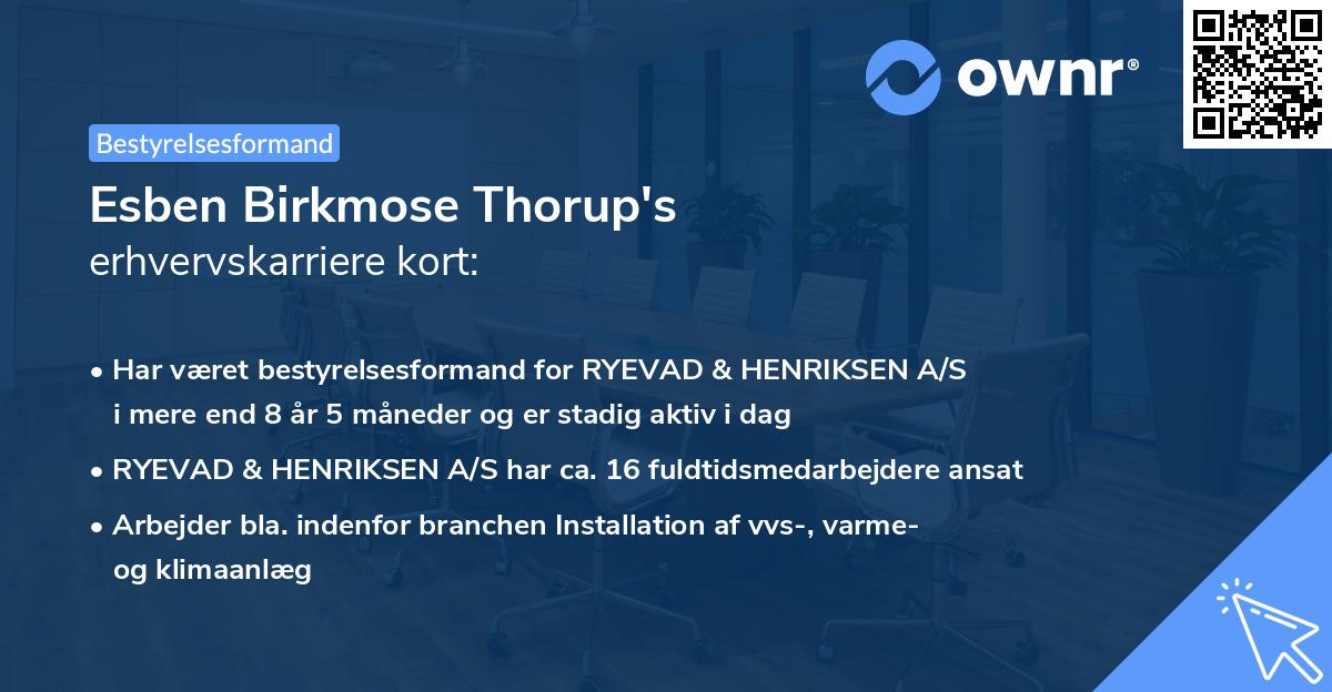 Esben Birkmose Thorup's erhvervskarriere kort