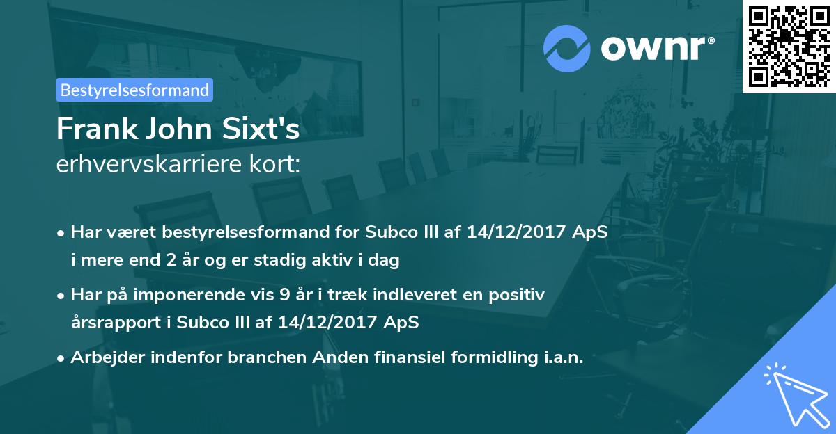 Frank John Sixt's erhvervskarriere kort