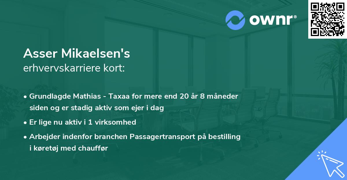 Asser Mikaelsen's erhvervskarriere kort