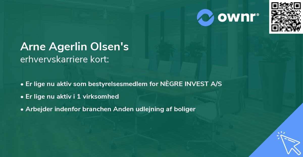 Arne Agerlin Olsen's erhvervskarriere kort