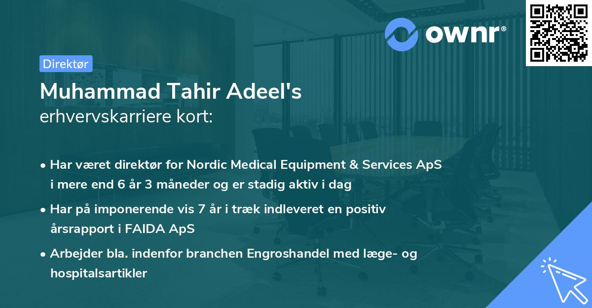 Muhammad Tahir Adeel's erhvervskarriere kort