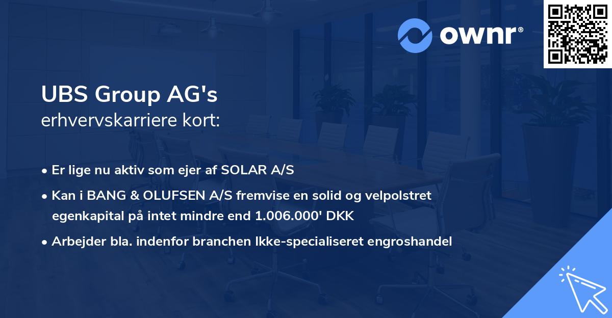 UBS Group AG's erhvervskarriere kort