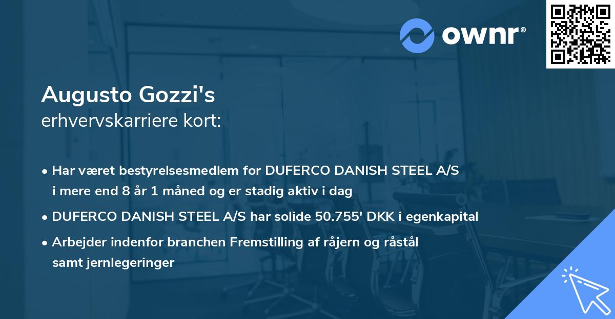 Augusto Gozzi's erhvervskarriere kort