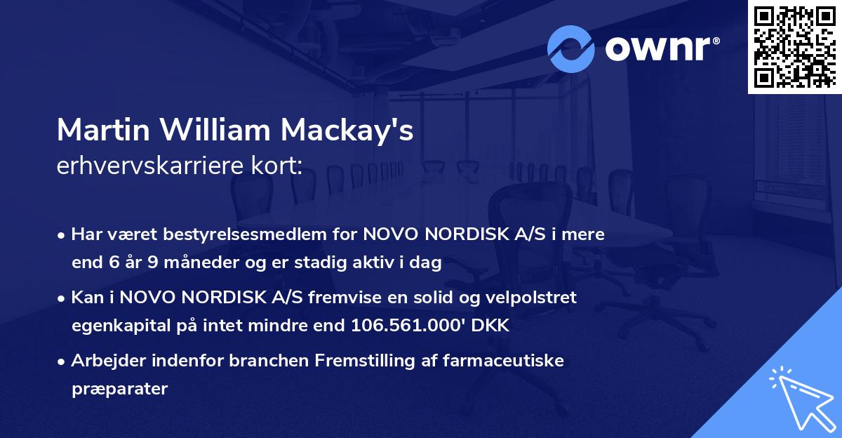 Martin William Mackay's erhvervskarriere kort