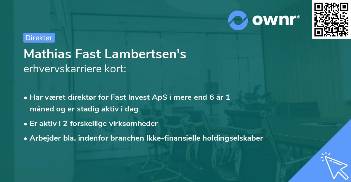 Mathias Fast Lambertsen's erhvervskarriere kort