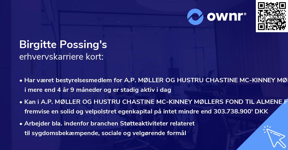 Birgitte Possing's erhvervskarriere kort