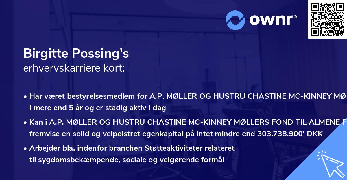 Birgitte Possing's erhvervskarriere kort