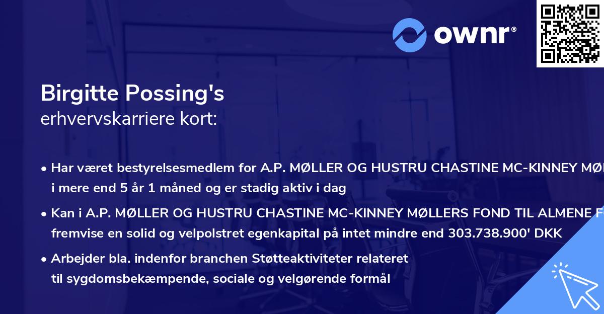 Birgitte Possing's erhvervskarriere kort