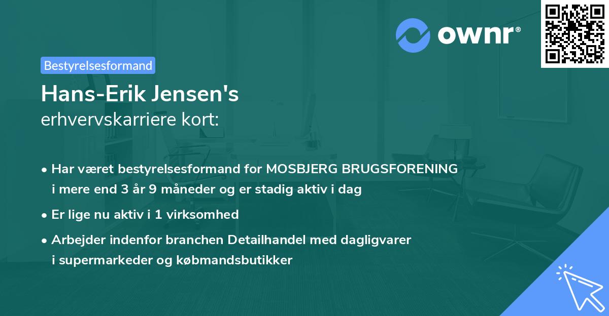 Hans-Erik Jensen's erhvervskarriere kort