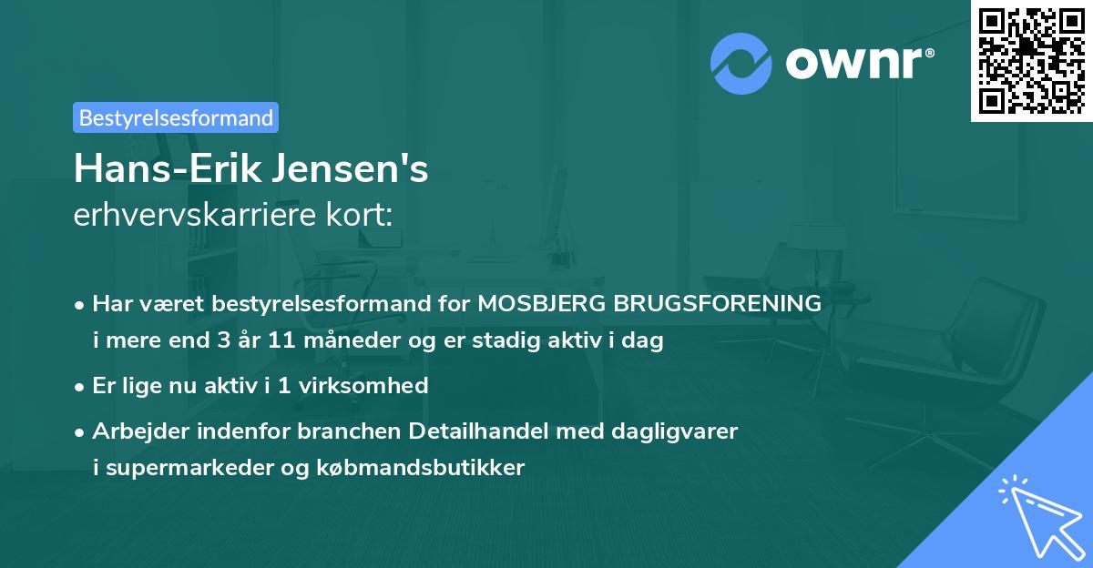 Hans-Erik Jensen's erhvervskarriere kort