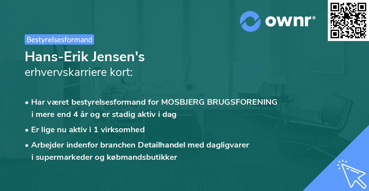 Hans-Erik Jensen's erhvervskarriere kort