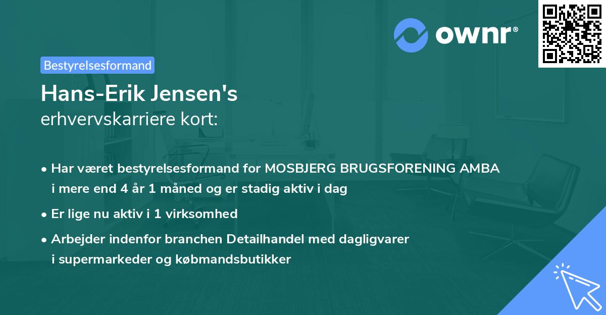 Hans-Erik Jensen's erhvervskarriere kort