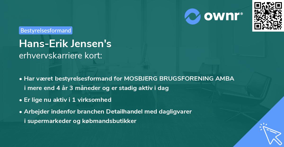 Hans-Erik Jensen's erhvervskarriere kort