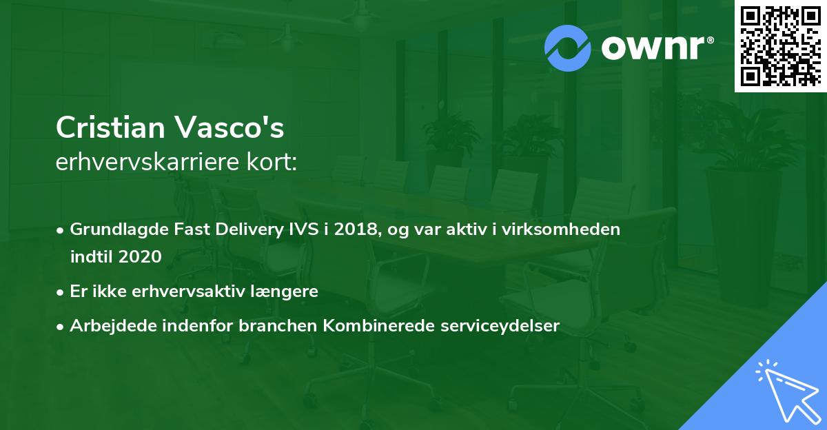 Cristian Vasco's erhvervskarriere kort