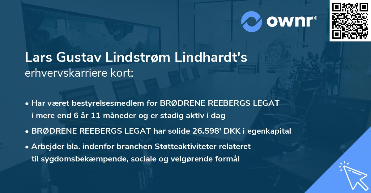 Lars Gustav Lindstrøm Lindhardt's erhvervskarriere kort