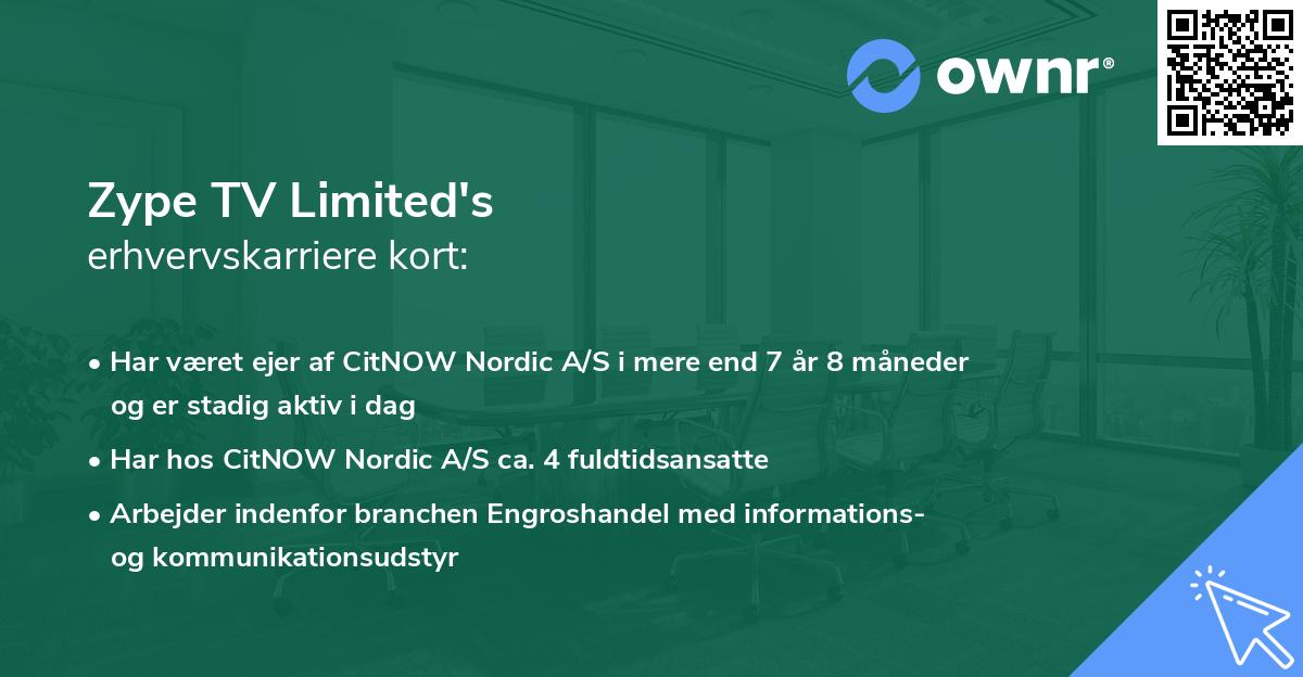 Zype TV Limited's erhvervskarriere kort