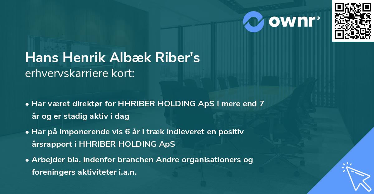 Hans Henrik Riber's erhvervskarriere kort