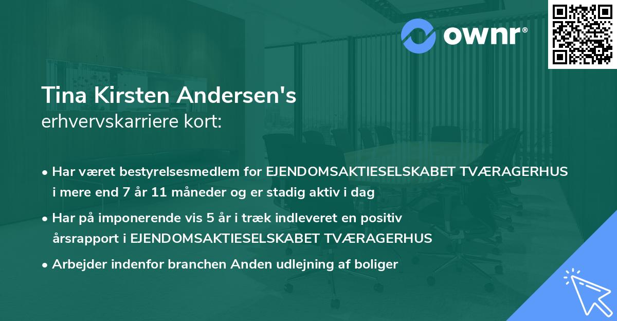 Tina Kirsten Andersen's erhvervskarriere kort