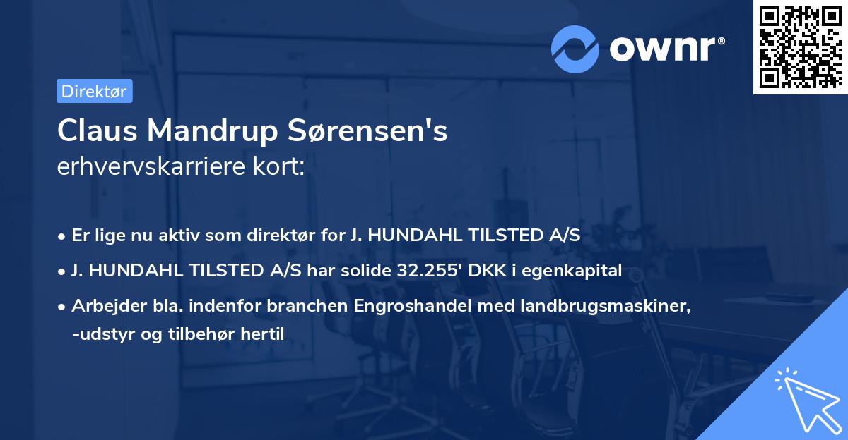 Claus Mandrup Sørensen's erhvervskarriere kort
