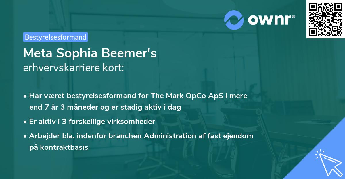 Meta Sophia Beemer's erhvervskarriere kort