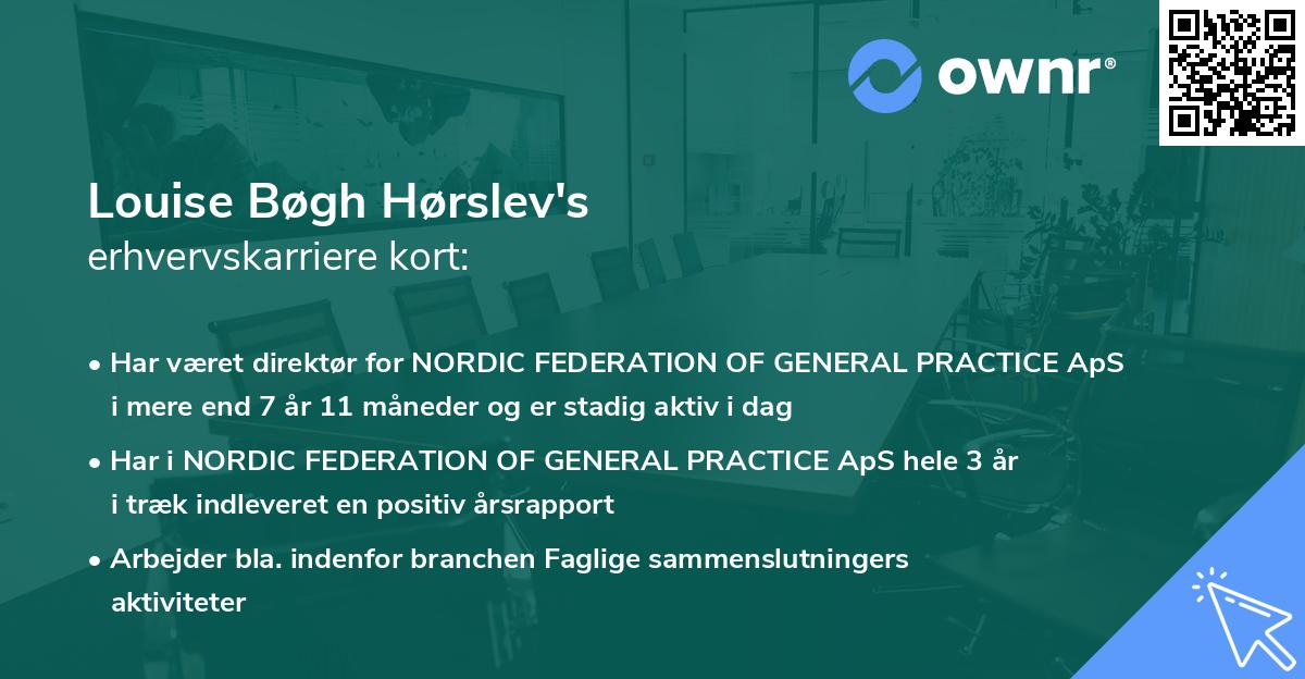 Louise Bøgh Hørslev's erhvervskarriere kort