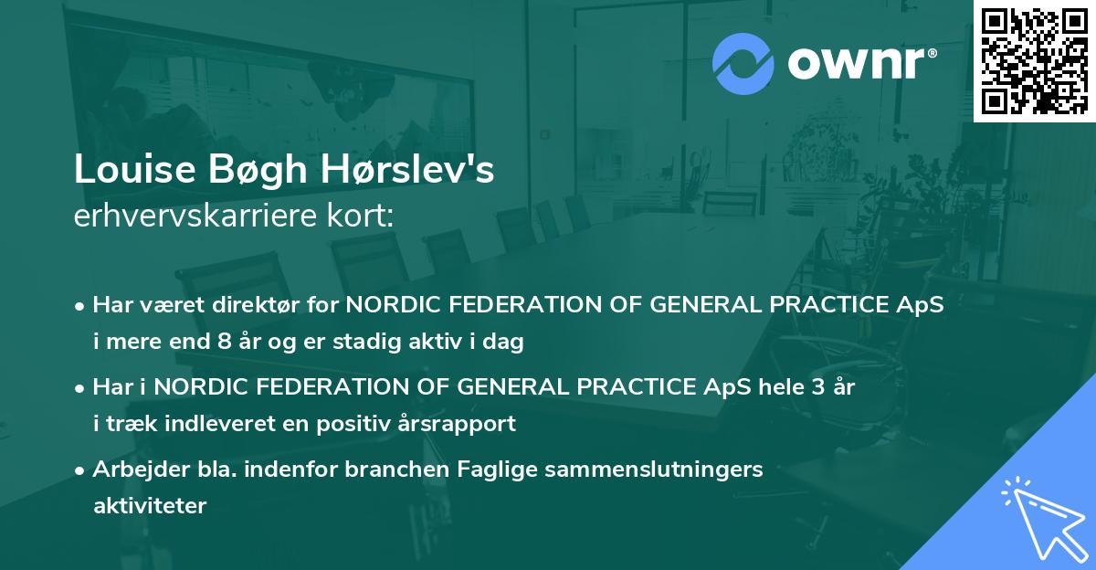 Louise Bøgh Hørslev's erhvervskarriere kort