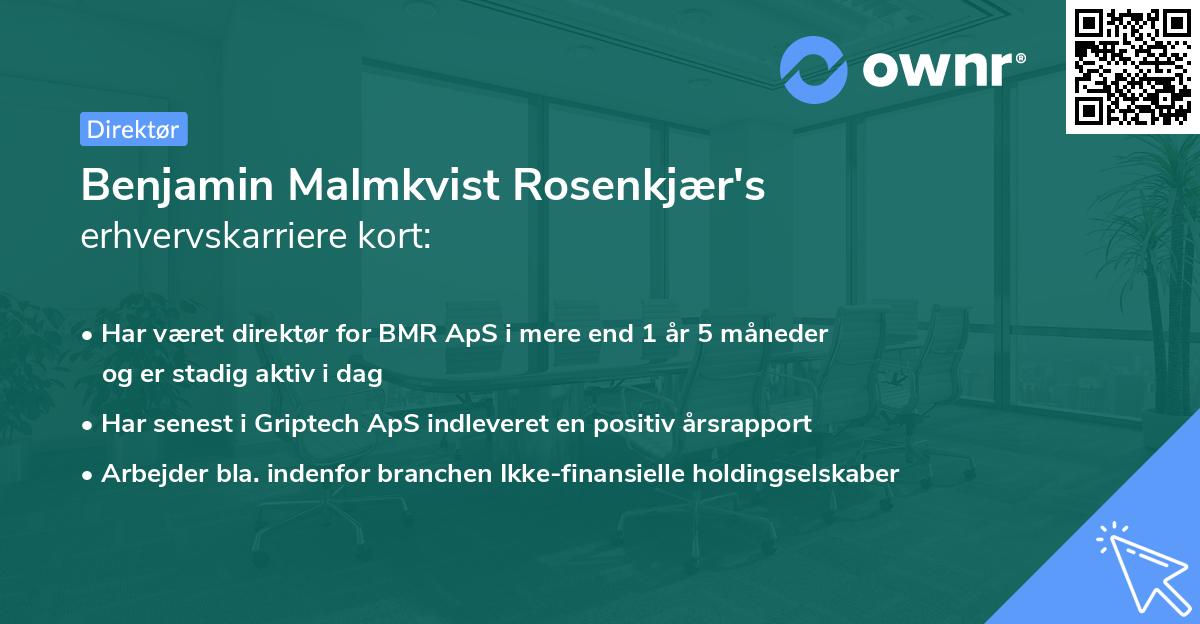 Benjamin Malmkvist Rosenkjær's erhvervskarriere kort