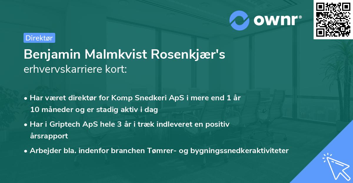 Benjamin Malmkvist Rosenkjær's erhvervskarriere kort
