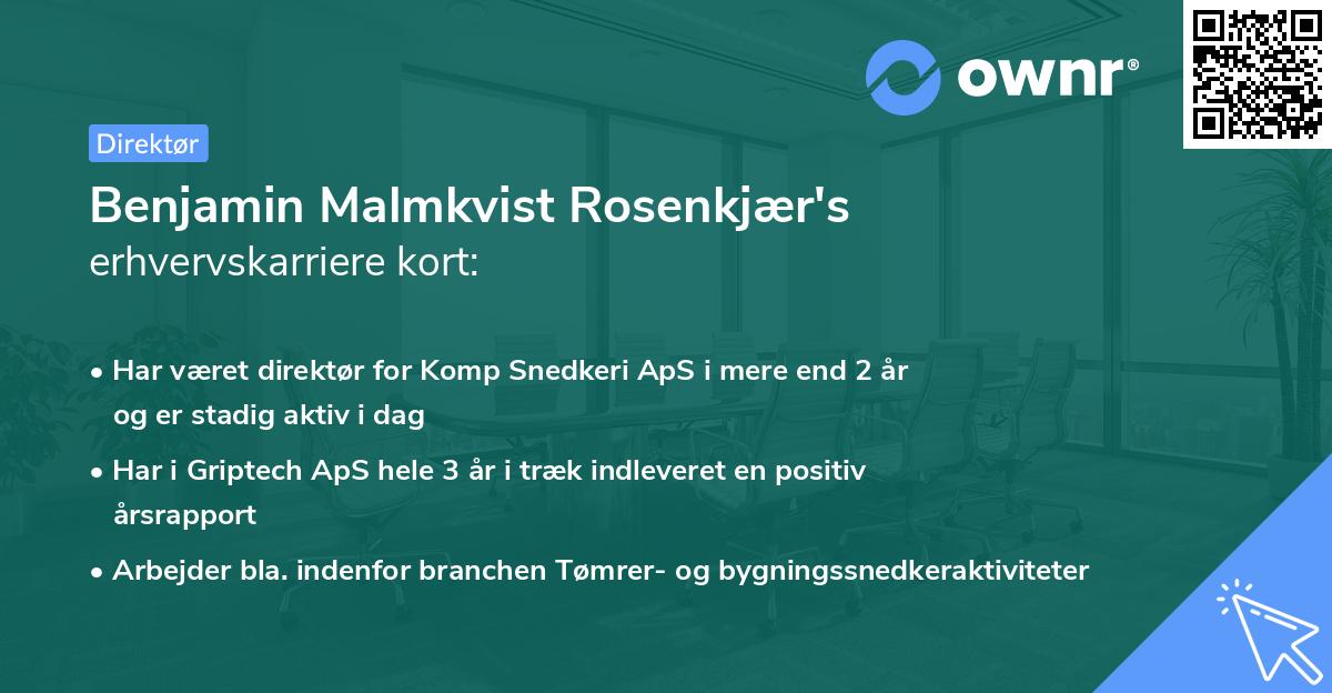 Benjamin Malmkvist Rosenkjær's erhvervskarriere kort