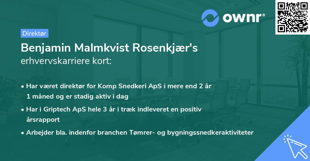 Benjamin Malmkvist Rosenkjær's erhvervskarriere kort