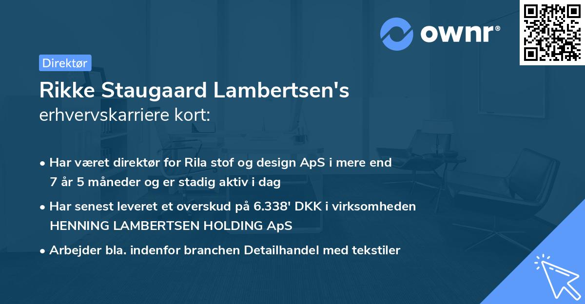 Rikke Staugaard Lambertsen's erhvervskarriere kort