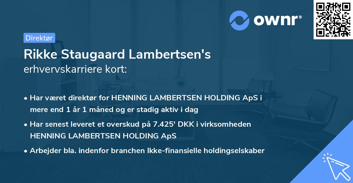 Rikke Staugaard Lambertsen's erhvervskarriere kort