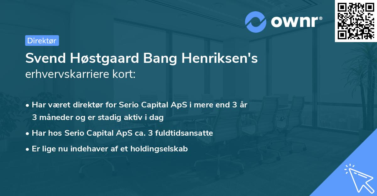 Svend Høstgaard Bang Henriksen's erhvervskarriere kort