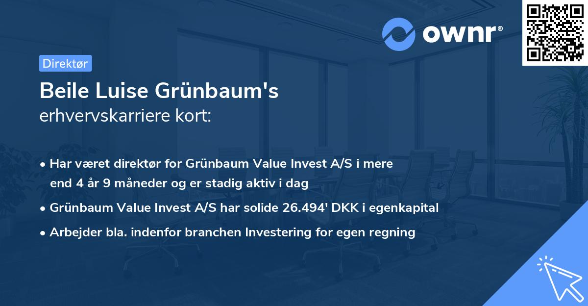 Beile Luise Grünbaum's erhvervskarriere kort