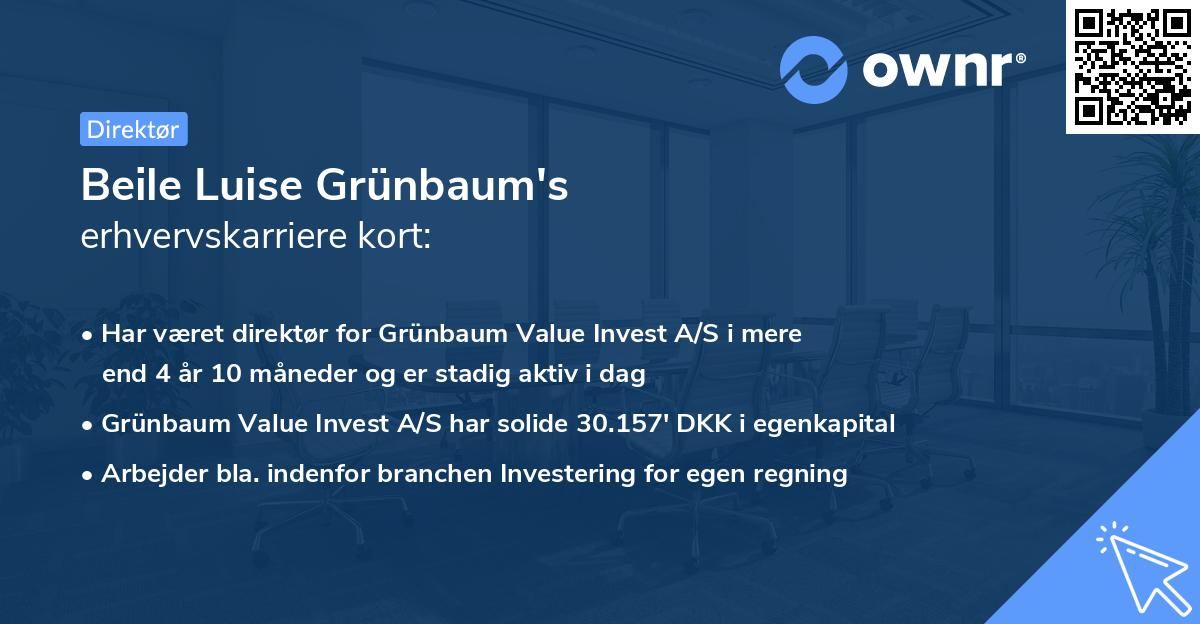 Beile Luise Grünbaum's erhvervskarriere kort