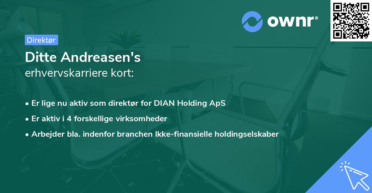 Ditte Andreasen's erhvervskarriere kort